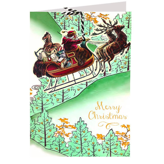Santa's Sleigh Christmas Card ~ England